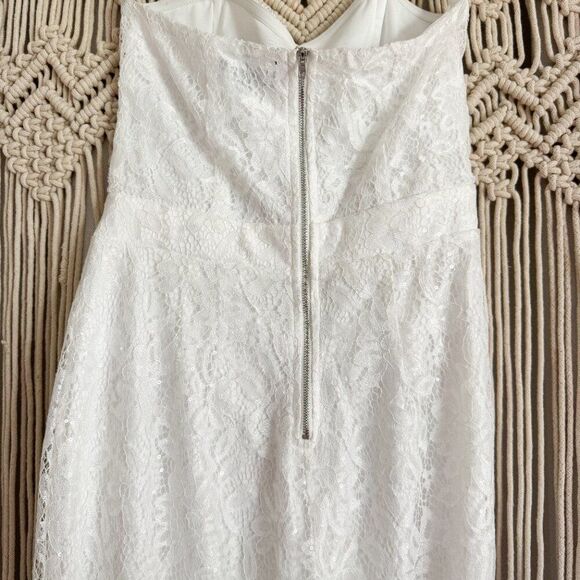 Lulus White Lace Strapless Jumpsuit – Size M | Bachelorette, Summer Bride - Picture 5 of 7